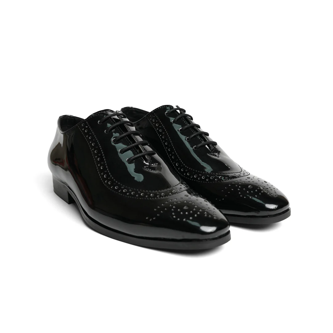 Glossy Classic Patent Oxford Lace-Ups - Black - Image 4