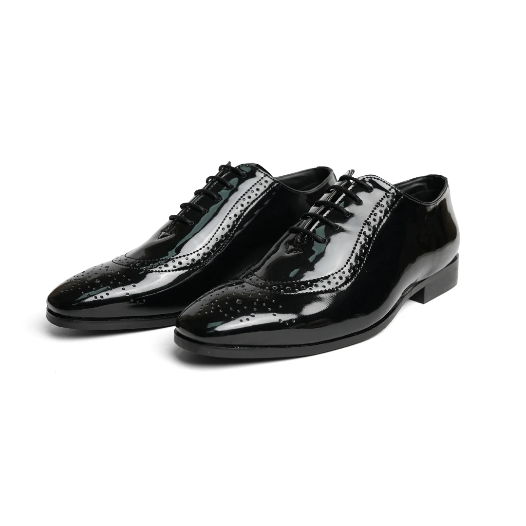 Glossy Classic Patent Oxford Lace-Ups - Black - Image 5