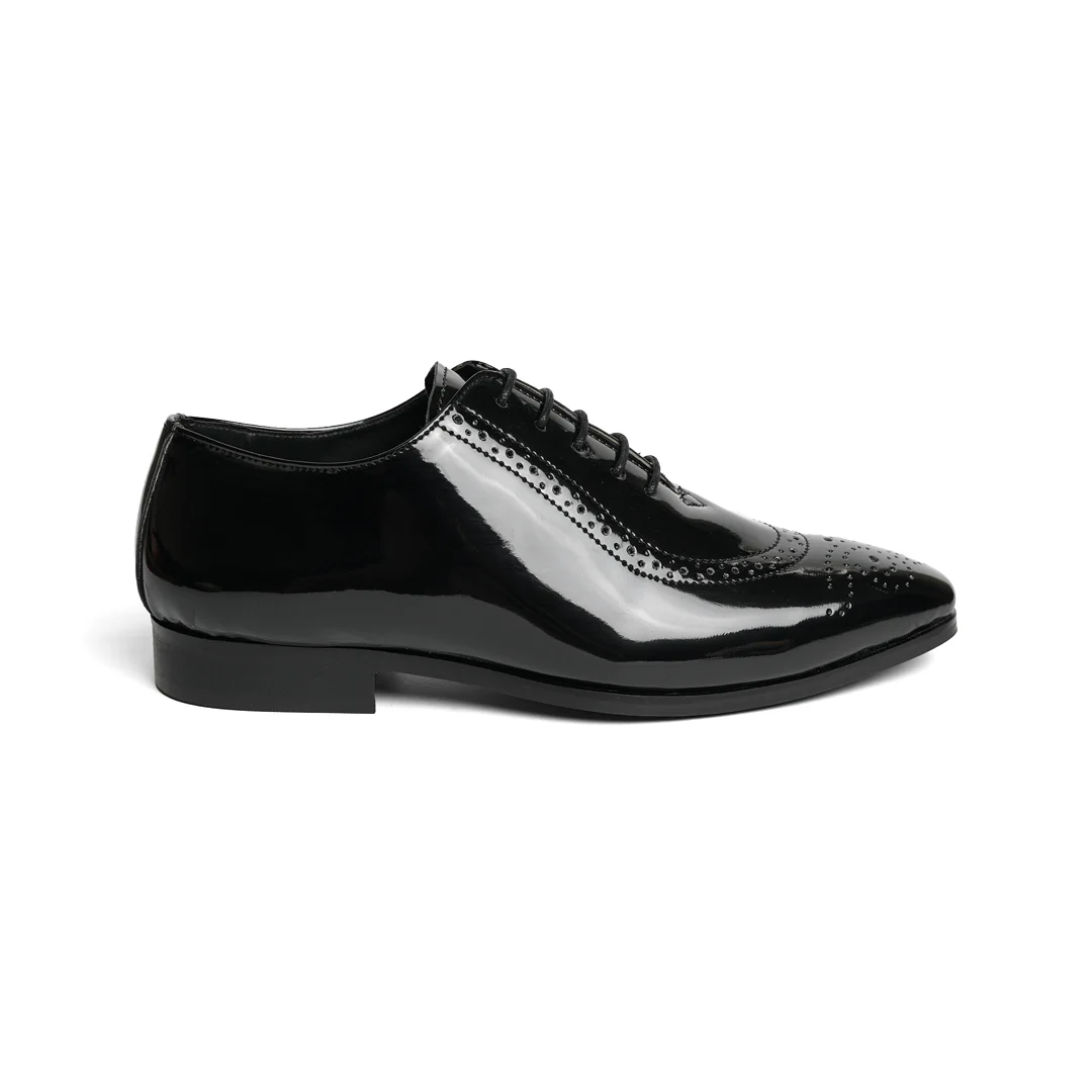 Glossy Classic Patent Oxford Lace-Ups - Black - Image 6