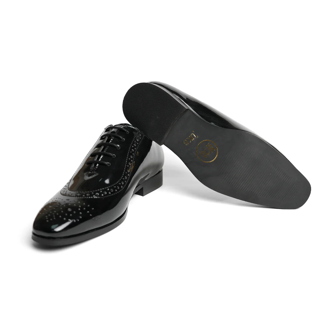 Glossy Classic Patent Oxford Lace-Ups - Black - Image 7