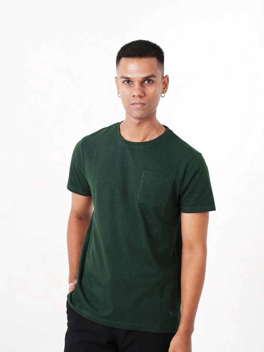 Monkstory Bamboo Cotton Crew Tee - Bottle Green - Image 3