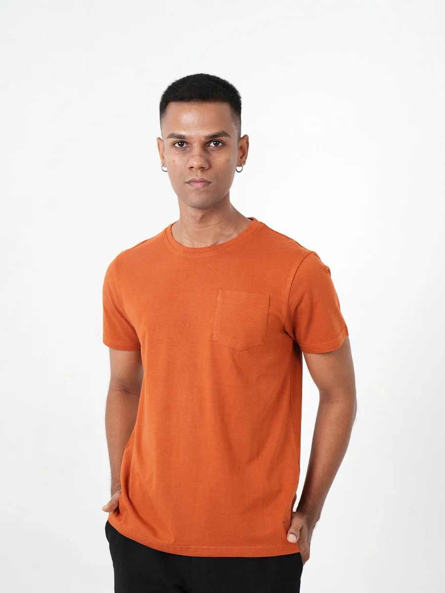 Monkstory Bamboo Cotton Crew Tee - Rusty Orange - Image 3