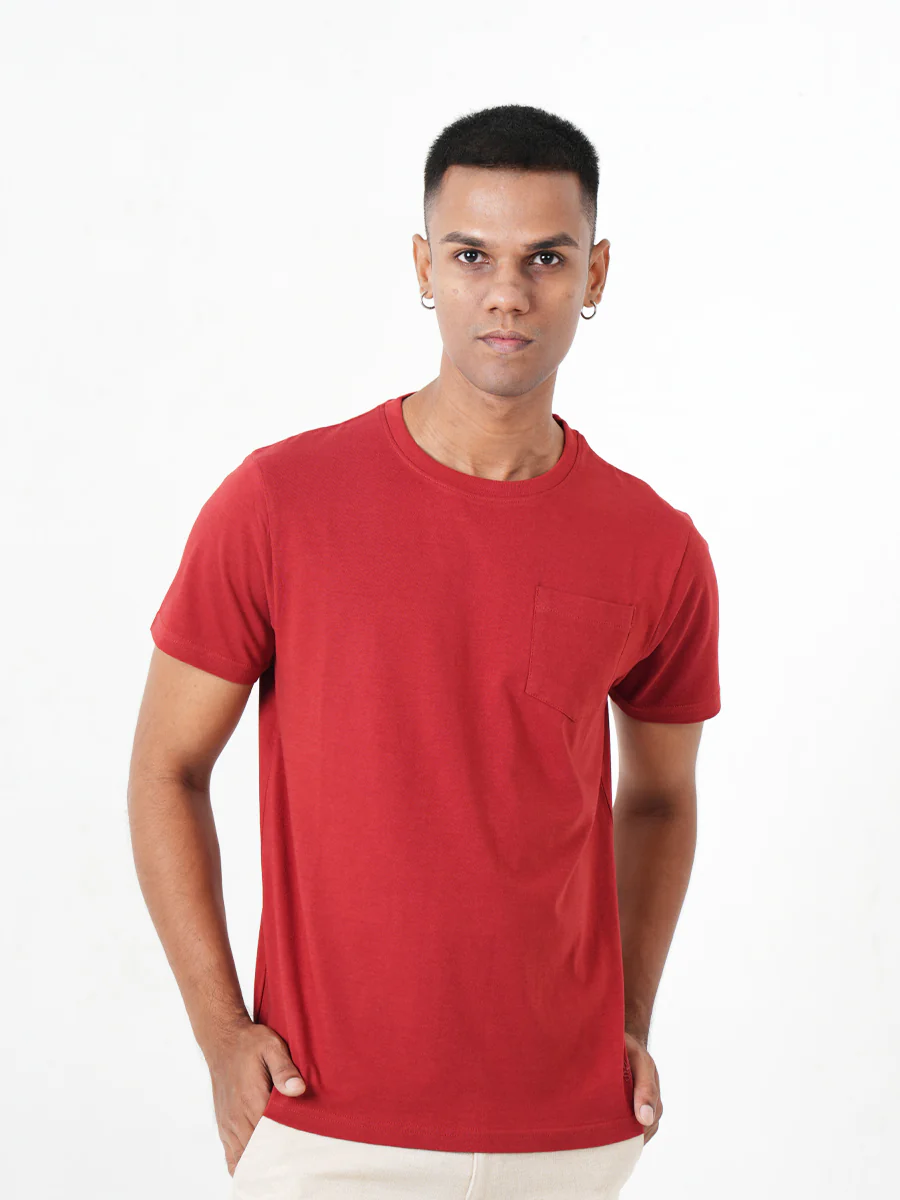 Monkstory Bamboo Cotton Crew Tee - Terracotta Red - Image 3