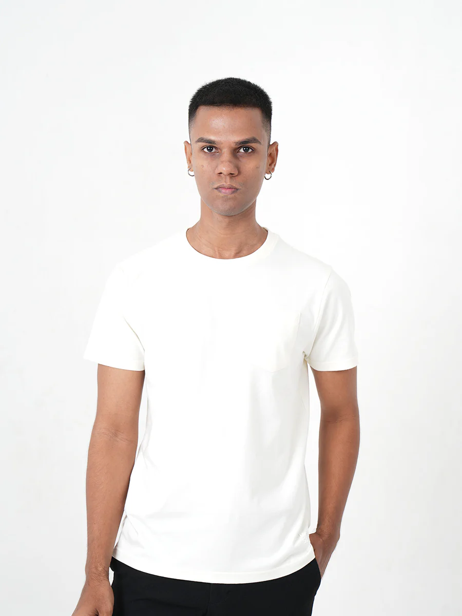 Monkstory Bamboo Cotton Crew Tee - Warm Ivory - Image 3