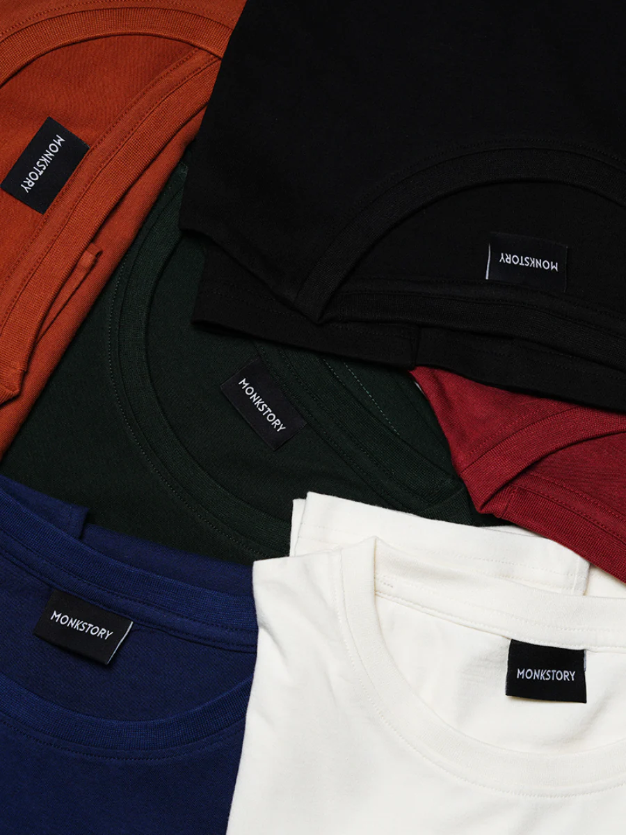 Monkstory Bamboo Cotton Crew Tee - Warm Ivory - Image 6