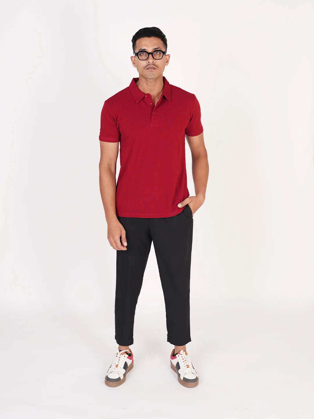 Monkstory Bamboo Cotton Polo Tee - Maroon - Image 5