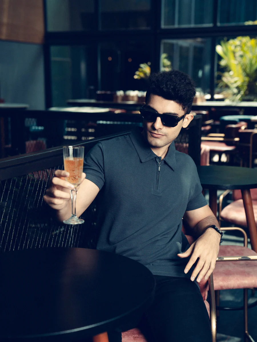 Monkstory Bamboo Cotton Zip-Polo Tee - Iron Grey - Image 5