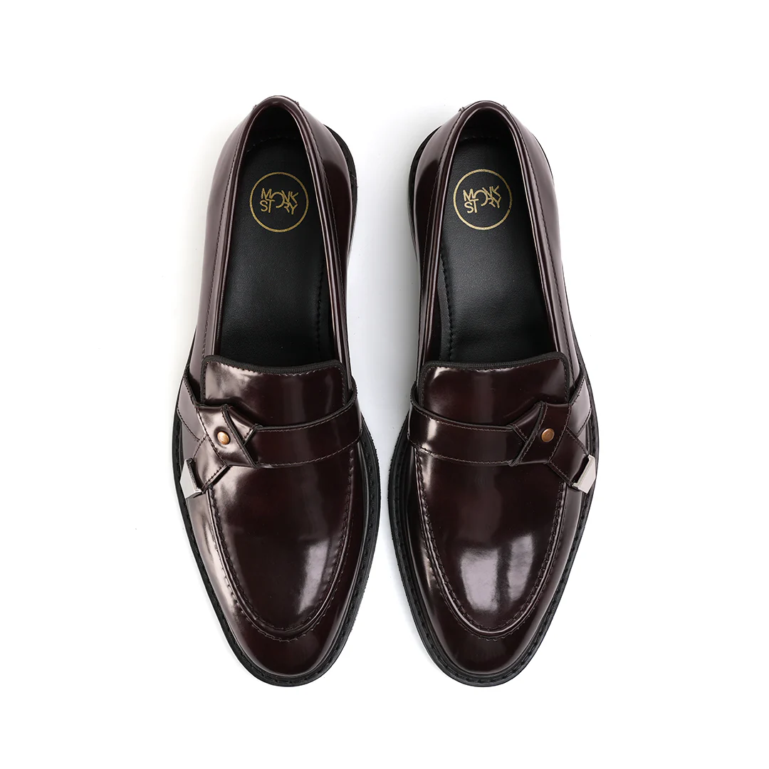 Monkstory Belted Slip-Ons - Burgundy - Image 8