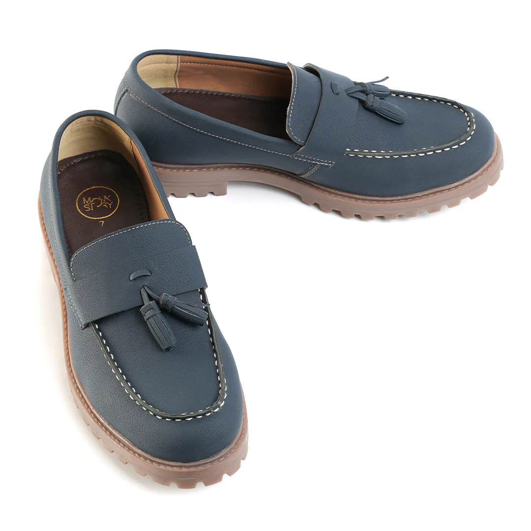Monkstory Cosmopolitan Bold Tassel Loafers - Blue - Image 8