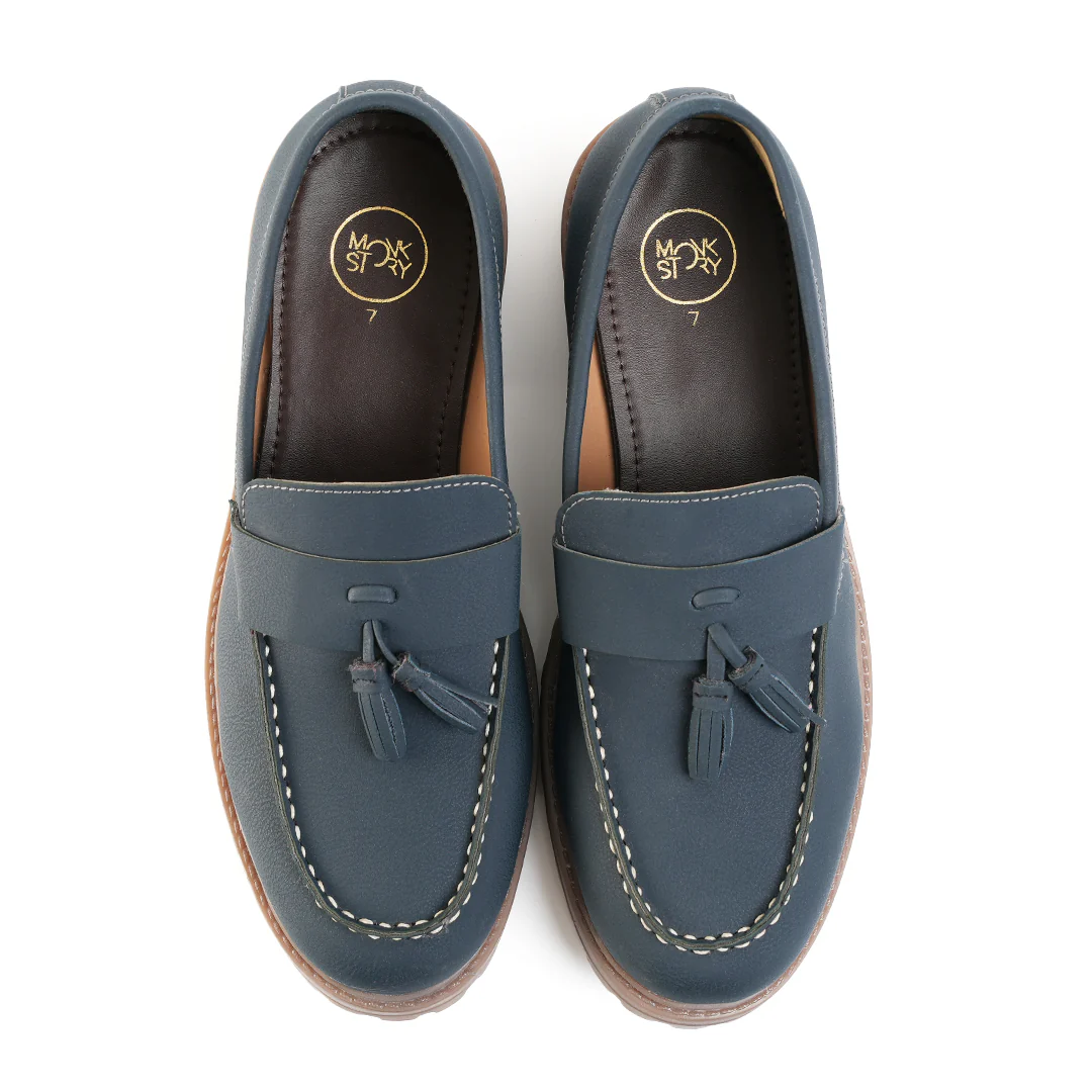 Monkstory Cosmopolitan Bold Tassel Loafers - Blue - Image 9