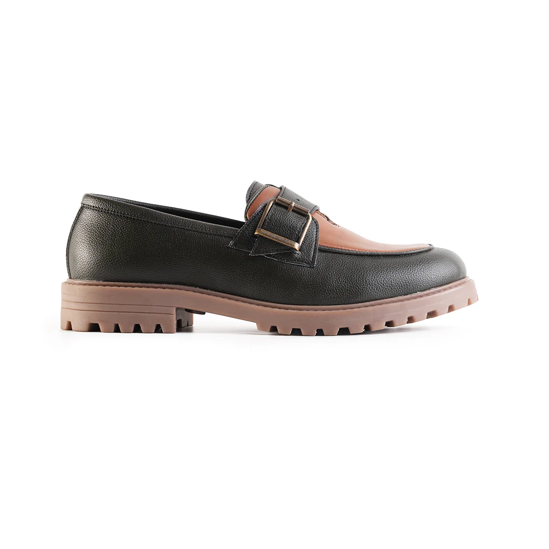 Monkstory Cosmopolitan Buckled Loafers  - Olive/Tan - Image 3