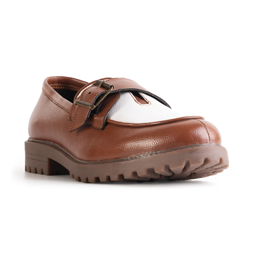 Monkstory Cosmopolitan Buckled Loafers  - Tan/White - Image 5