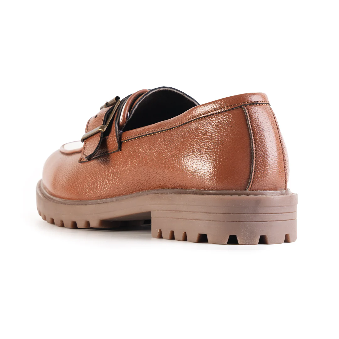 Monkstory Cosmopolitan Buckled Loafers  - Tan/White - Image 6