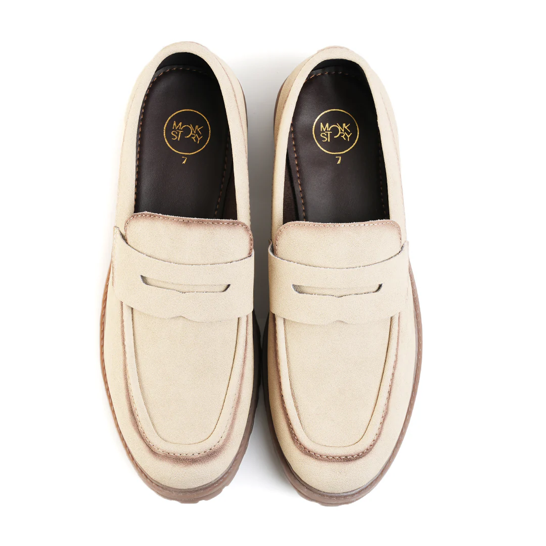 Monkstory Cosmopolitan Dune Penny Loafers - Beige - Image 8