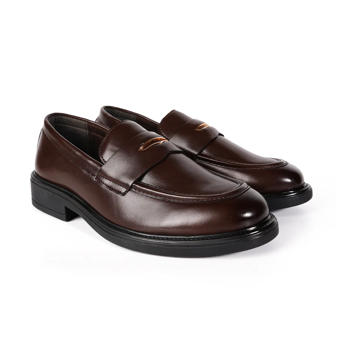 Monkstory Cosmopolitan Gold Embellished Penny Loafers - Brown - Image 11