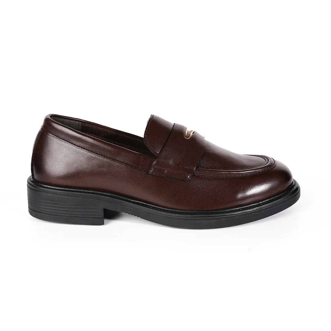 Monkstory Cosmopolitan Gold Embellished Penny Loafers - Brown - Image 4