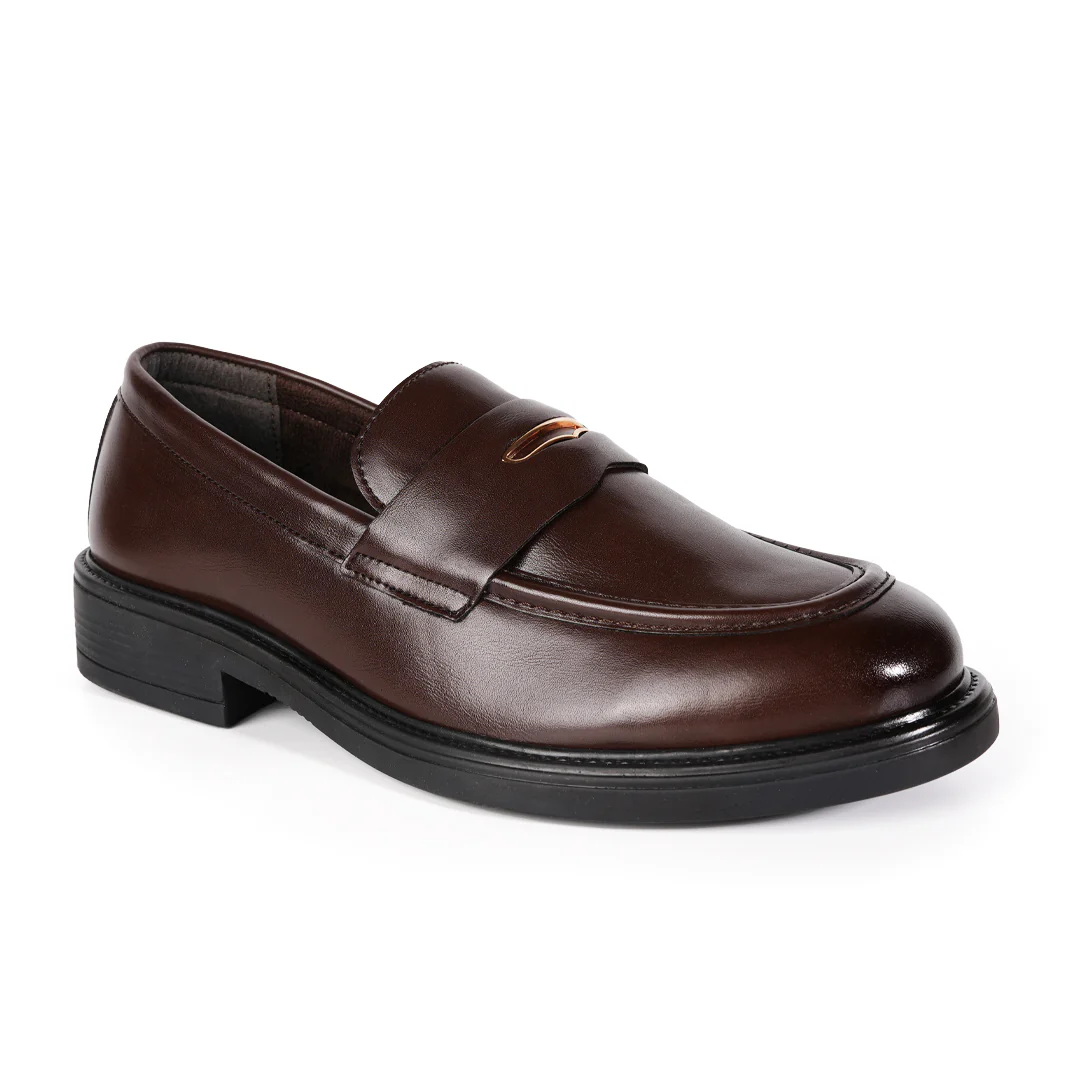 Monkstory Cosmopolitan Gold Embellished Penny Loafers - Brown - Image 5