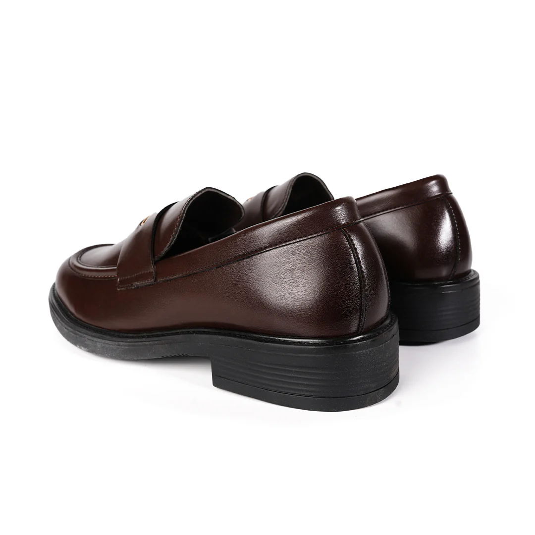 Monkstory Cosmopolitan Gold Embellished Penny Loafers - Brown - Image 8