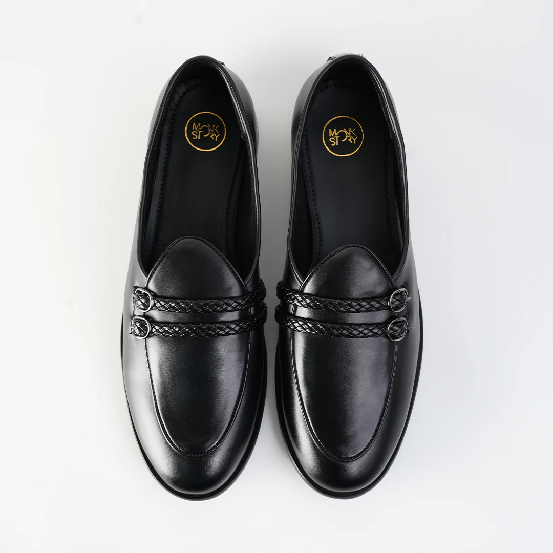 Monkstory Twin Braided-Bit Loafers – Black - Image 4