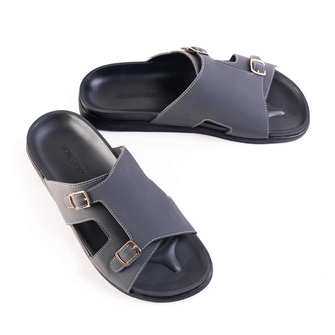 Monkstory Double Monk Footbed Sandals - Grey - Image 4