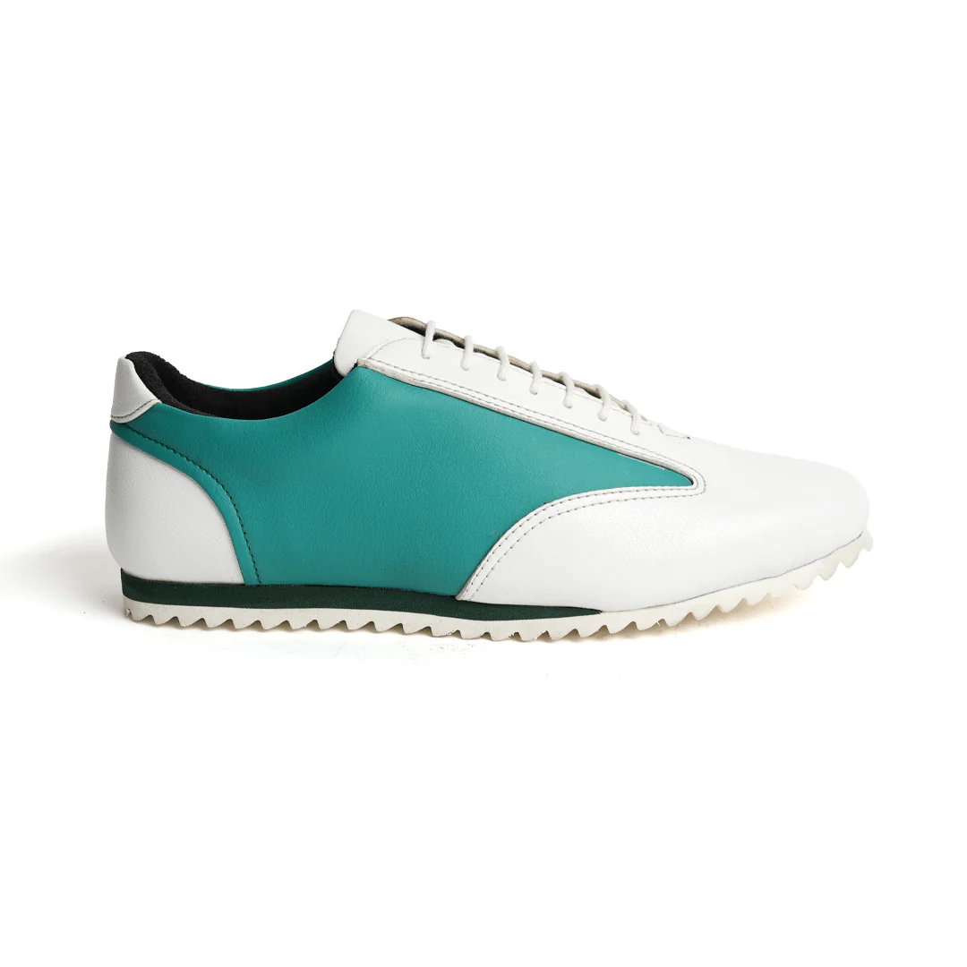 Monkstory Dual Colour Smart Sneakers - Teal Green & White
