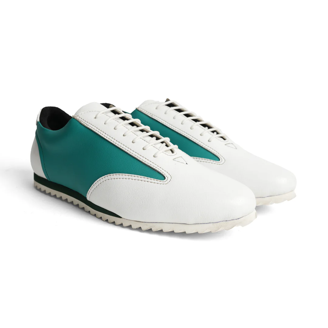 Monkstory Dual Colour Smart Sneakers - Teal Green & White - Image 3