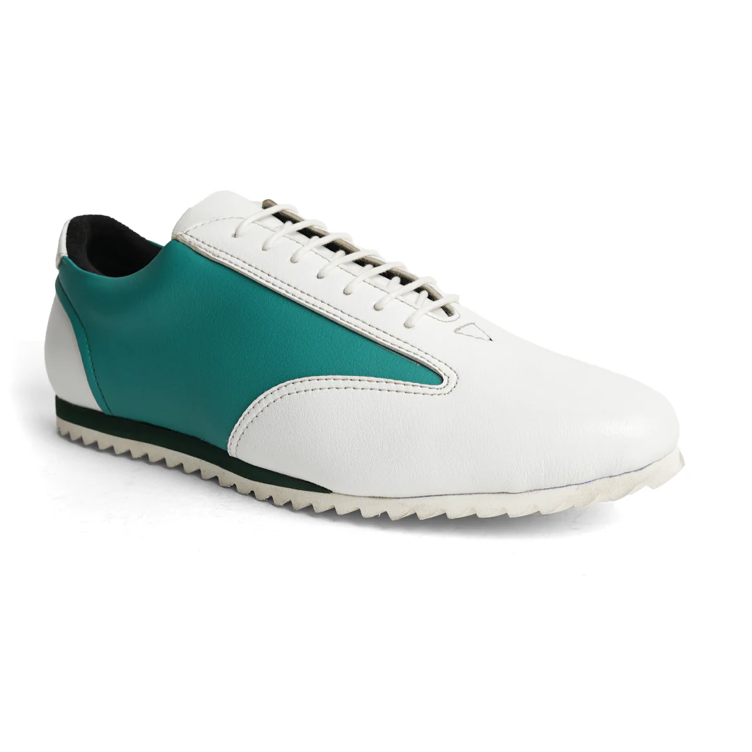 Monkstory Dual Colour Smart Sneakers - Teal Green & White - Image 4