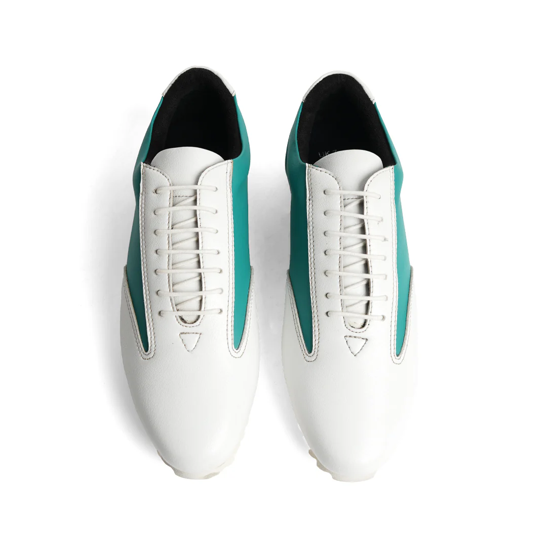 Monkstory Dual Colour Smart Sneakers - Teal Green & White - Image 5