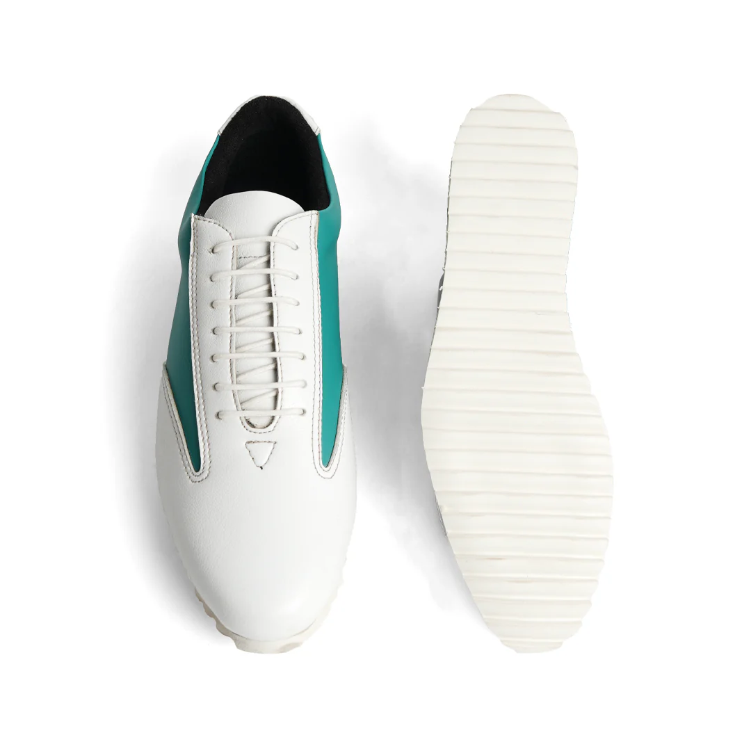 Monkstory Dual Colour Smart Sneakers - Teal Green & White - Image 8