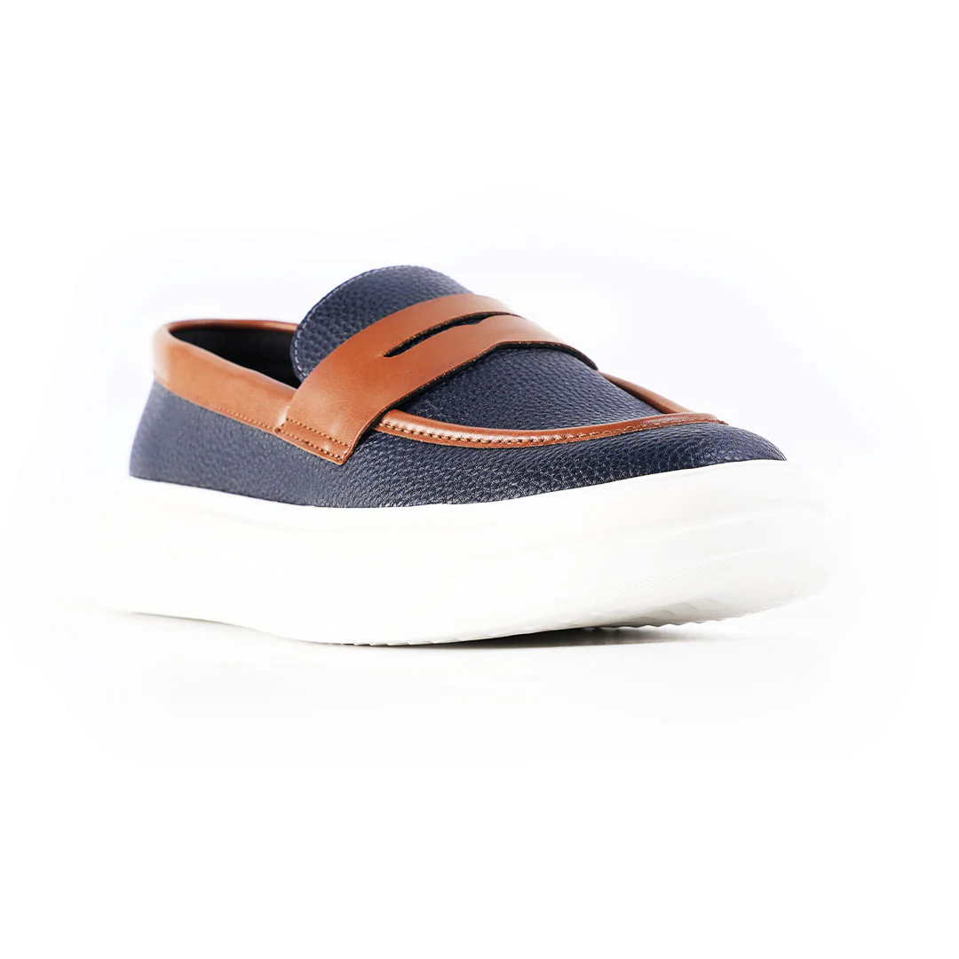 Monkstory Dual Tone Chunky Luxe Slip-On Sneakers - Midnight Blue/Tan - Image 10