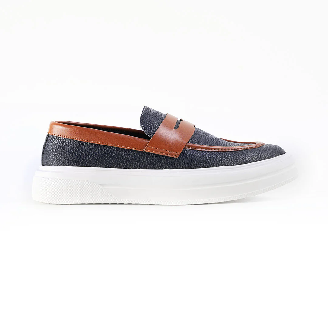 Monkstory Dual Tone Chunky Luxe Slip-On Sneakers - Midnight Blue/Tan - Image 4