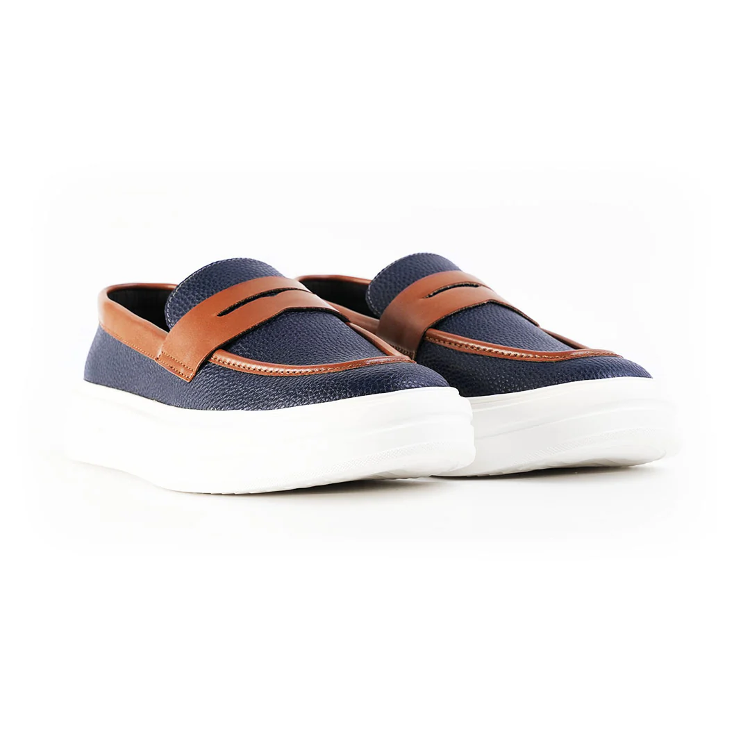 Monkstory Dual Tone Chunky Luxe Slip-On Sneakers - Midnight Blue/Tan - Image 7