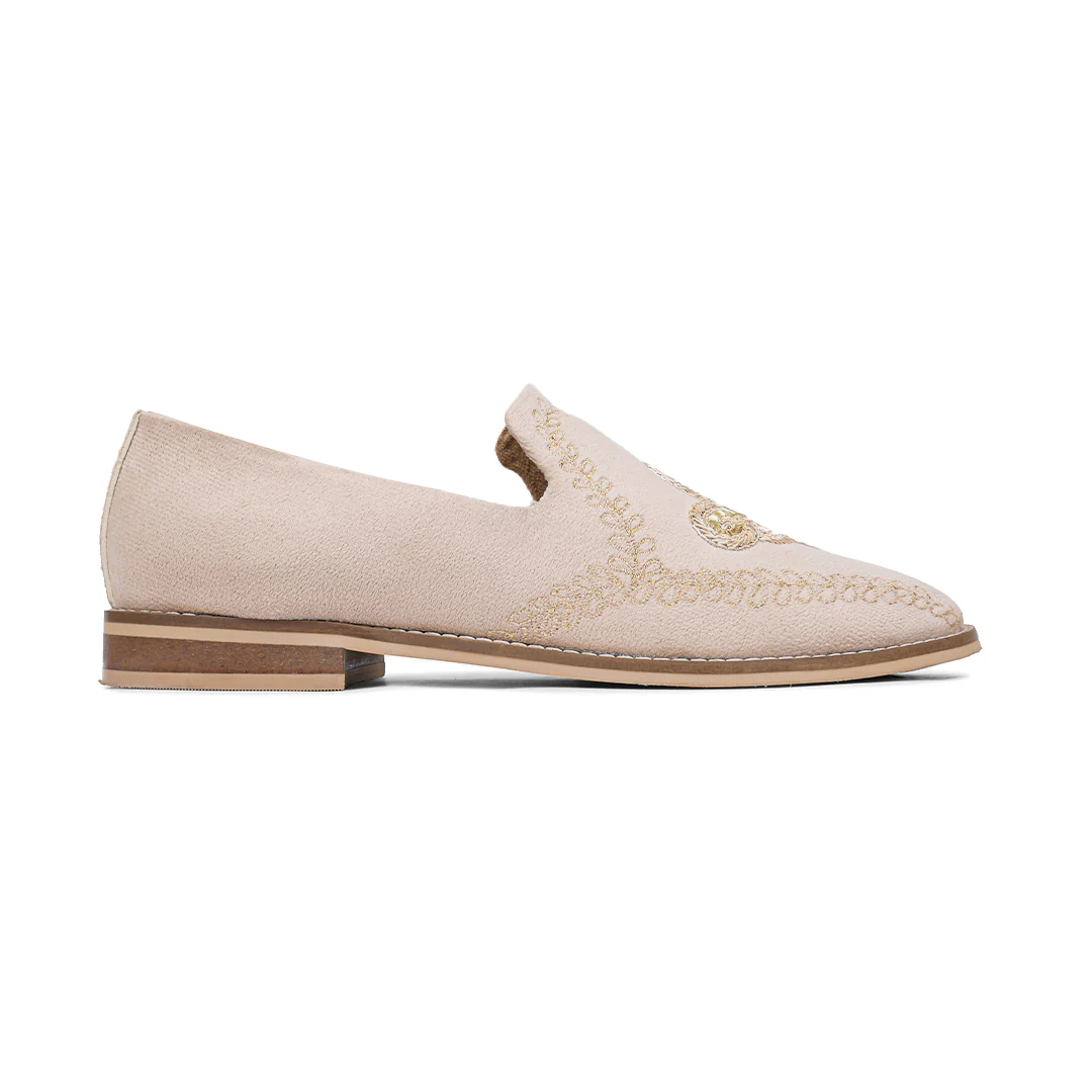 Monkstory Embroidered Slip-ons - Beige - Image 3