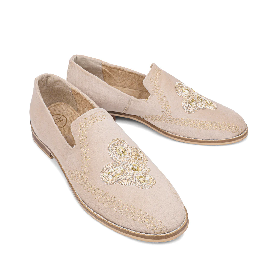 Monkstory Embroidered Slip-ons - Beige - Image 4