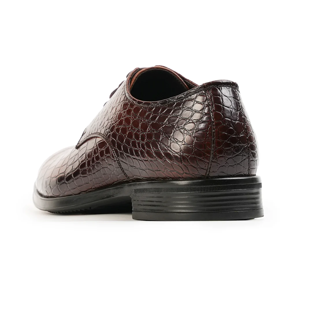 Monkstory Glossy Croc-Effect Lace-Up Oxfords - Burnish Brown - Image 12