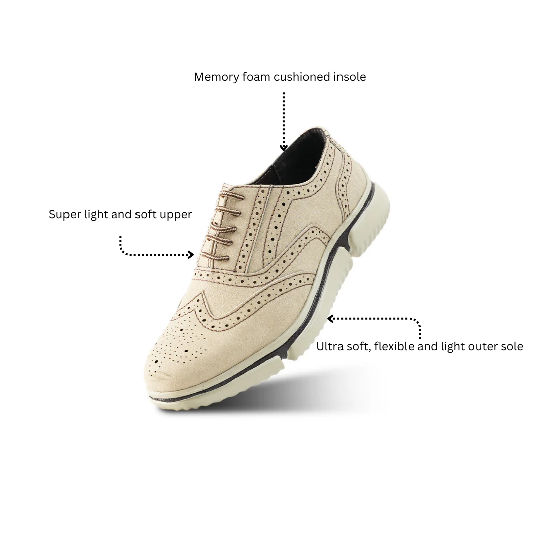 Monkstory Gravity Lift Ultra-Comfort Brogue Sneakers - Beige - Image 4