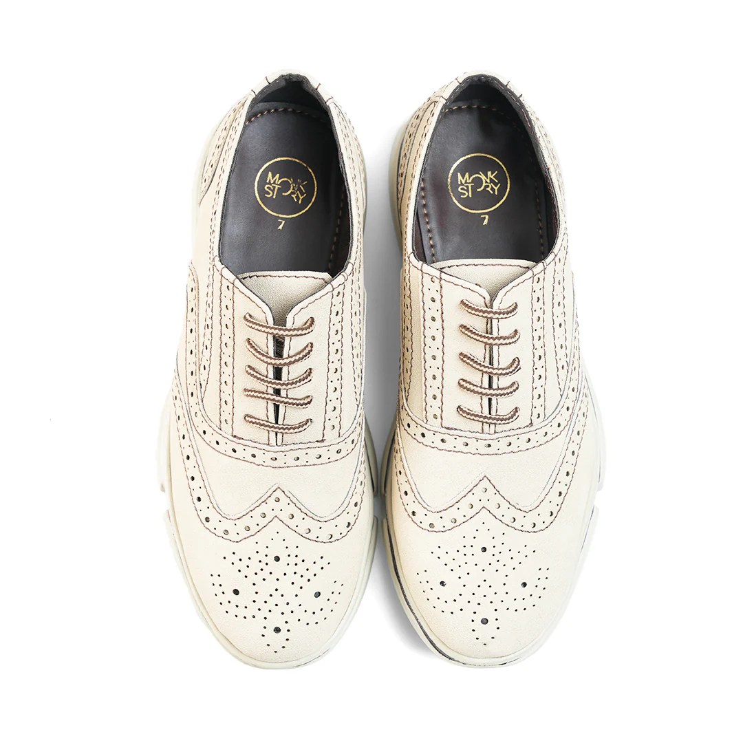 Monkstory Gravity Lift Ultra-Comfort Brogue Sneakers - Beige - Image 9