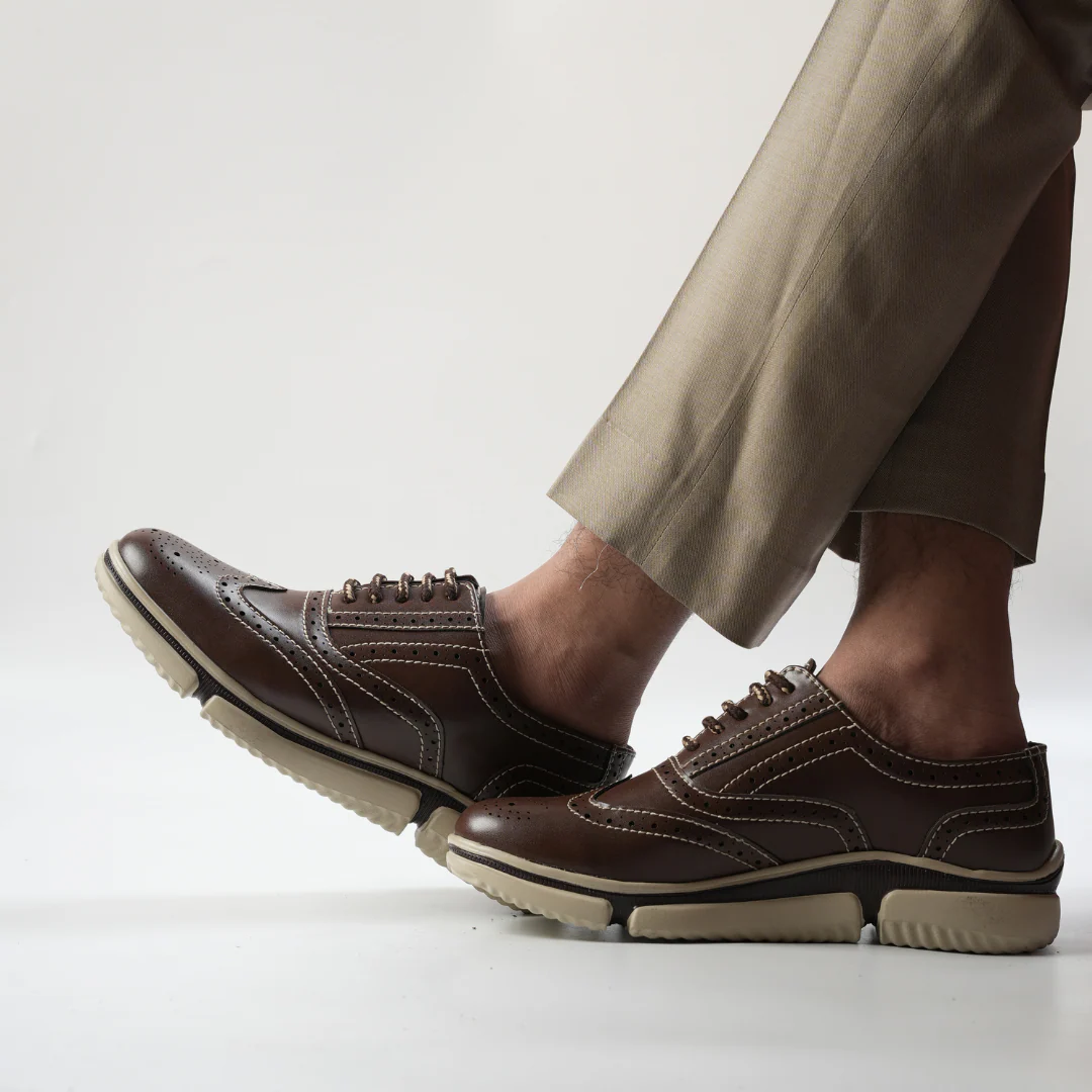 Monkstory Gravity Lift Ultra-Comfort Brogue Sneakers - Brown - Image 11