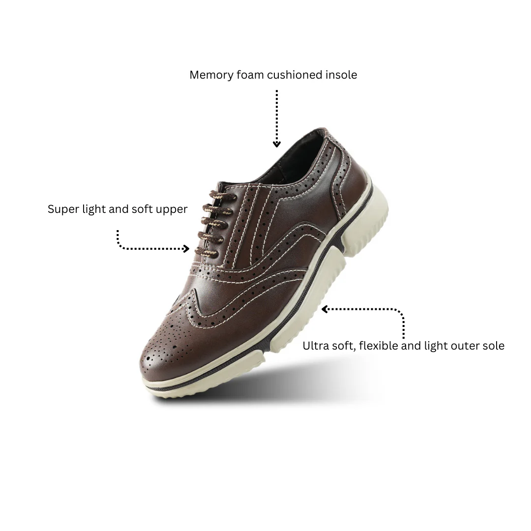 Monkstory Gravity Lift Ultra-Comfort Brogue Sneakers - Brown - Image 4