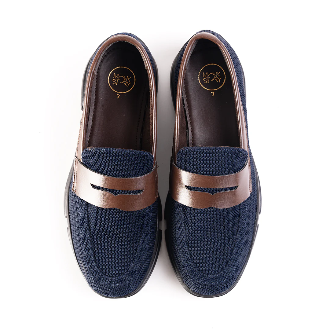 Monkstory Gravity Lift Supreme Comfort Mesh Slip-On Sneakers - Navy & Brown - Image 10