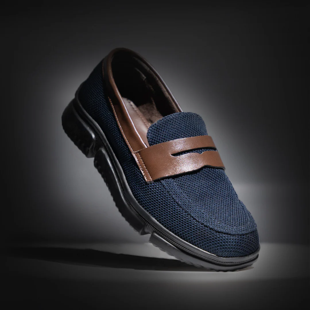 Monkstory Gravity Lift Supreme Comfort Mesh Slip-On Sneakers - Navy & Brown - Image 4