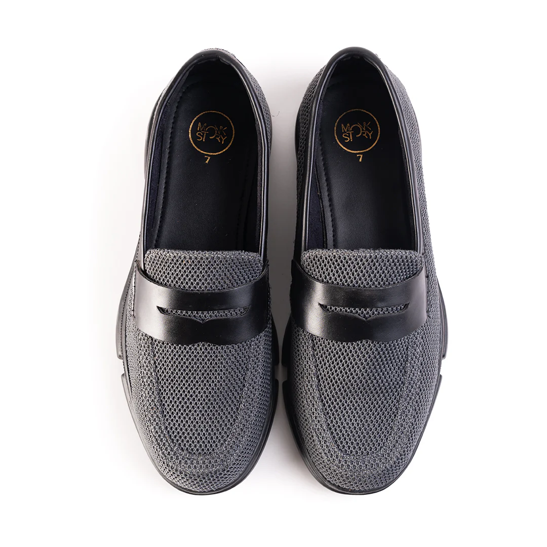 Monkstory Gravity Lift Supreme Comfort Mesh Slip-On Sneakers - Charcoal Grey & Black - Image 7