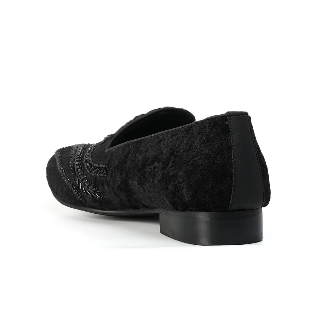 Monkstory Hand-Embroidered Embellished Slip-Ons - Black - Image 10