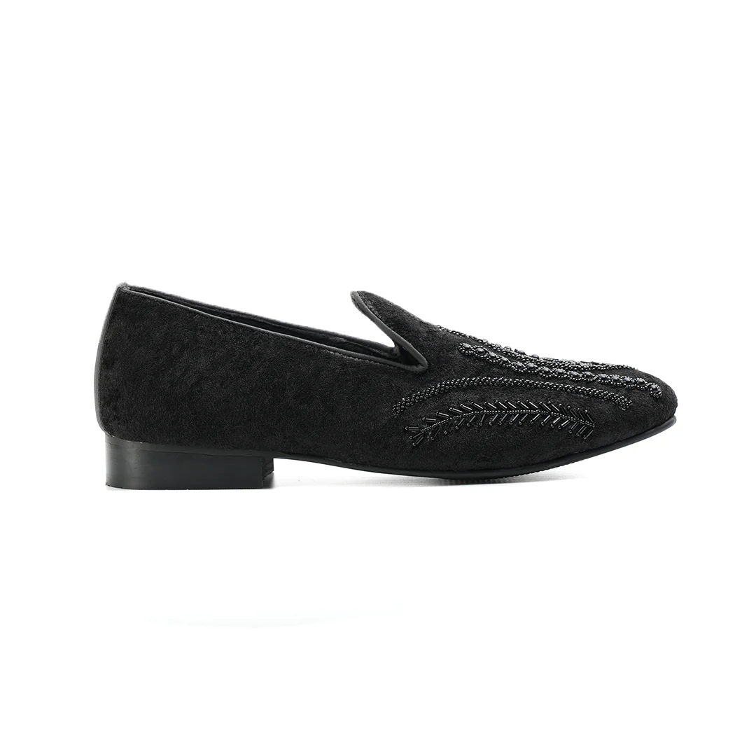 Monkstory Hand-Embroidered Embellished Slip-Ons - Black - Image 9