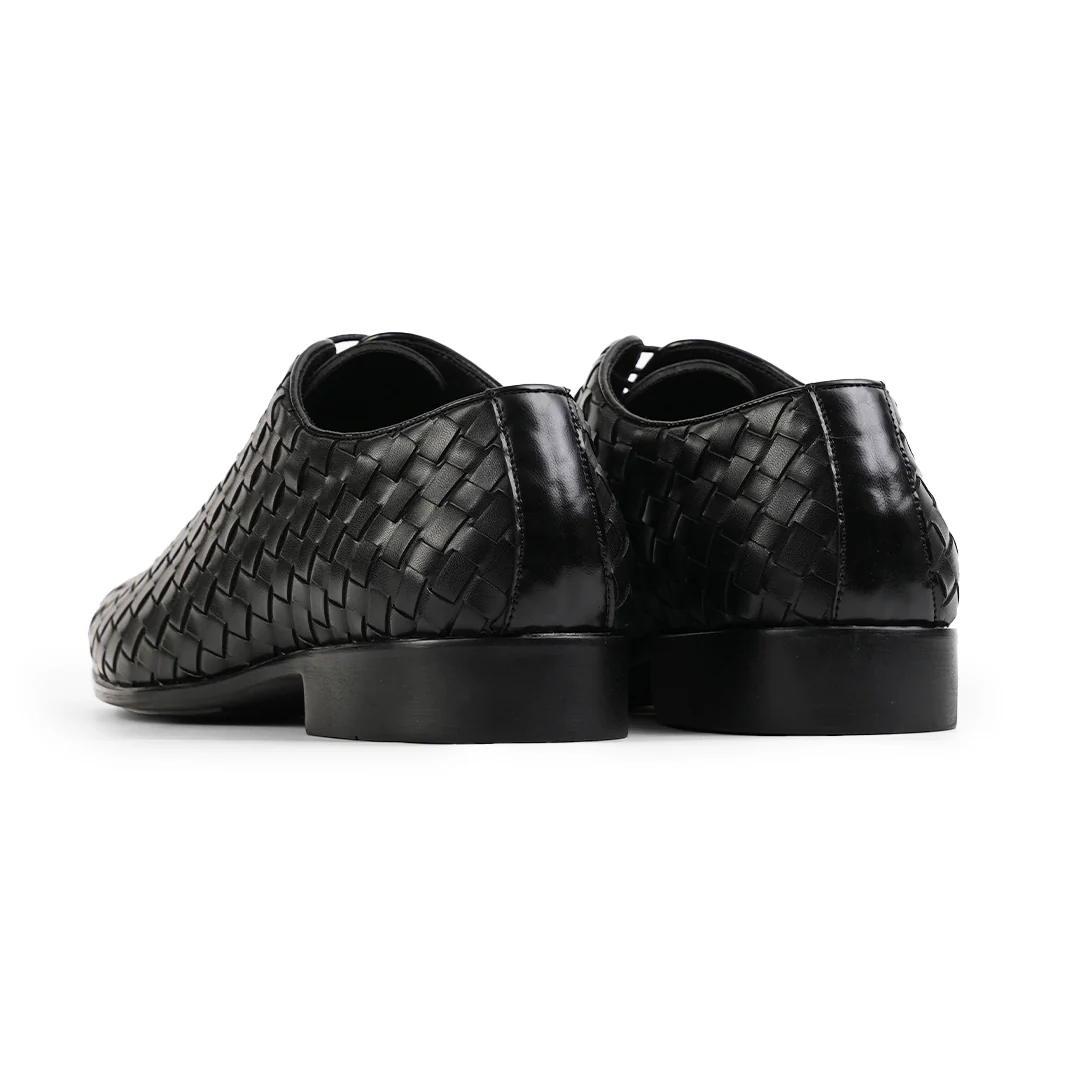 Monkstory Hand Woven Lace-Up Derbies - Black - Image 11