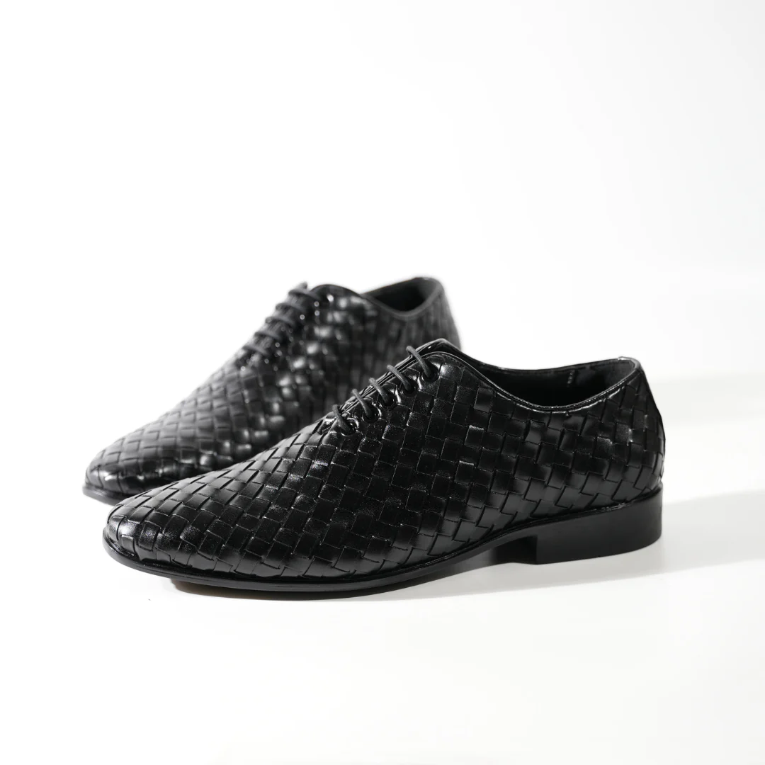 Monkstory Hand Woven Lace-Up Derbies - Black - Image 4