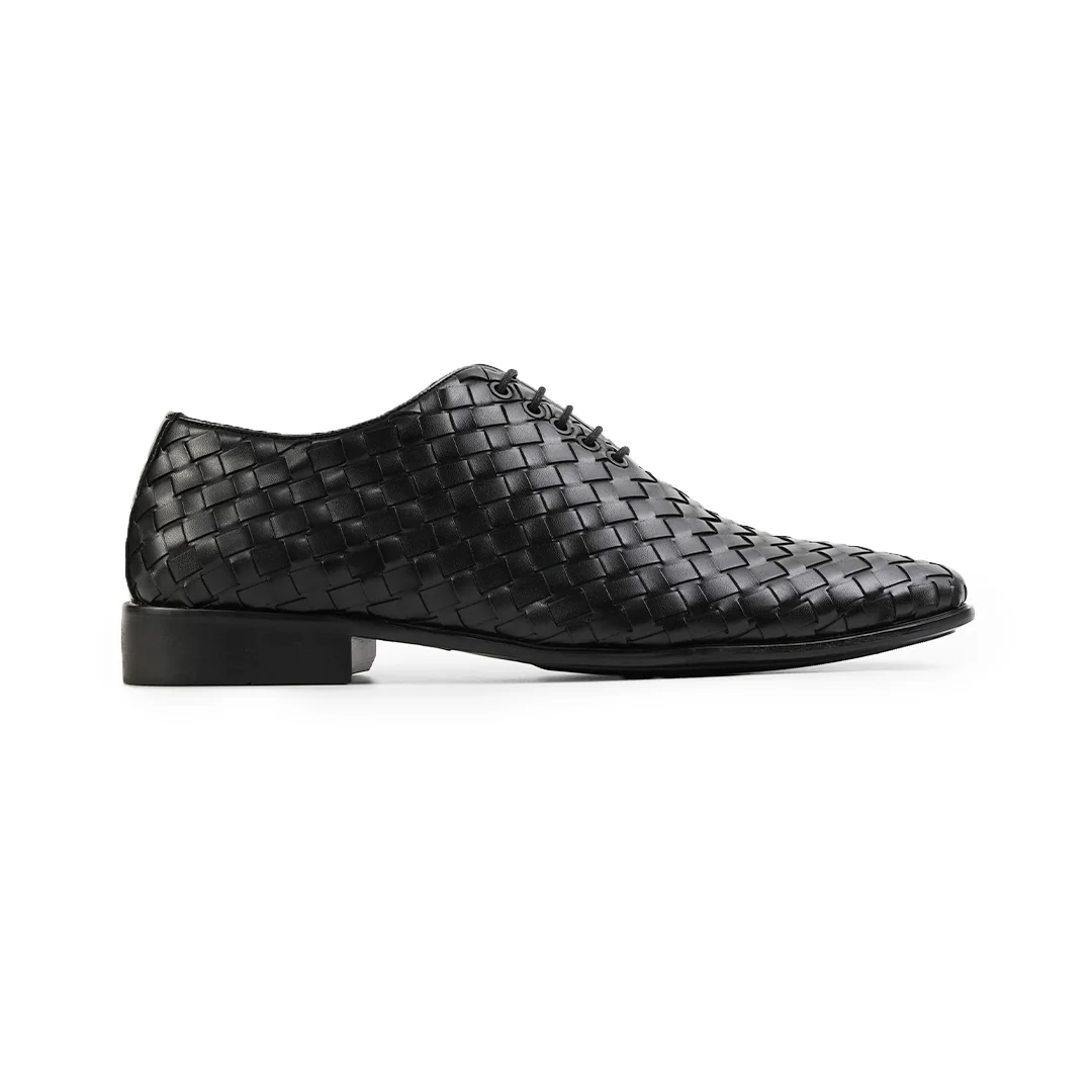 Monkstory Hand Woven Lace-Up Derbies - Black - Image 5
