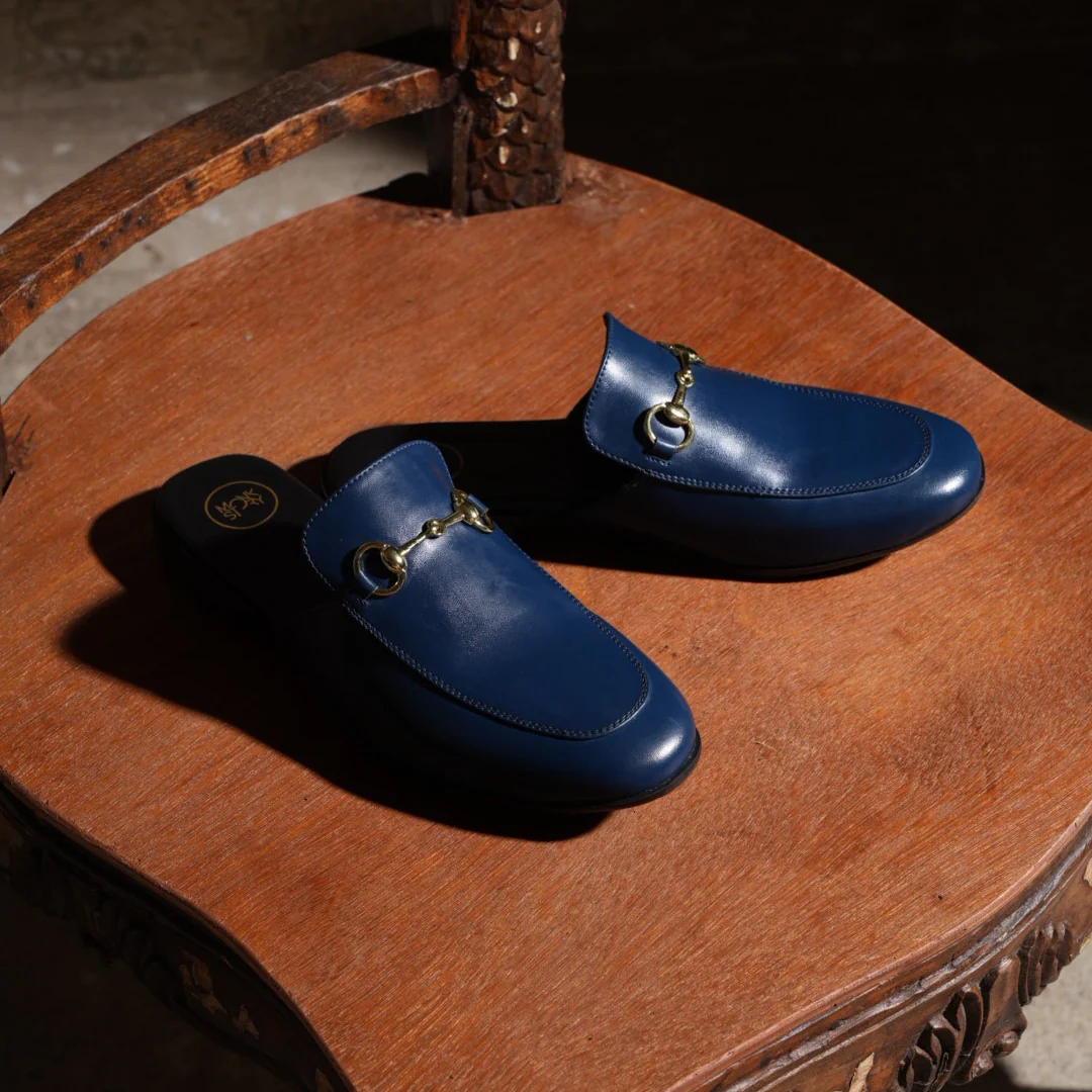 Monkstory Horsebit Classic Mules - Blue - Image 2