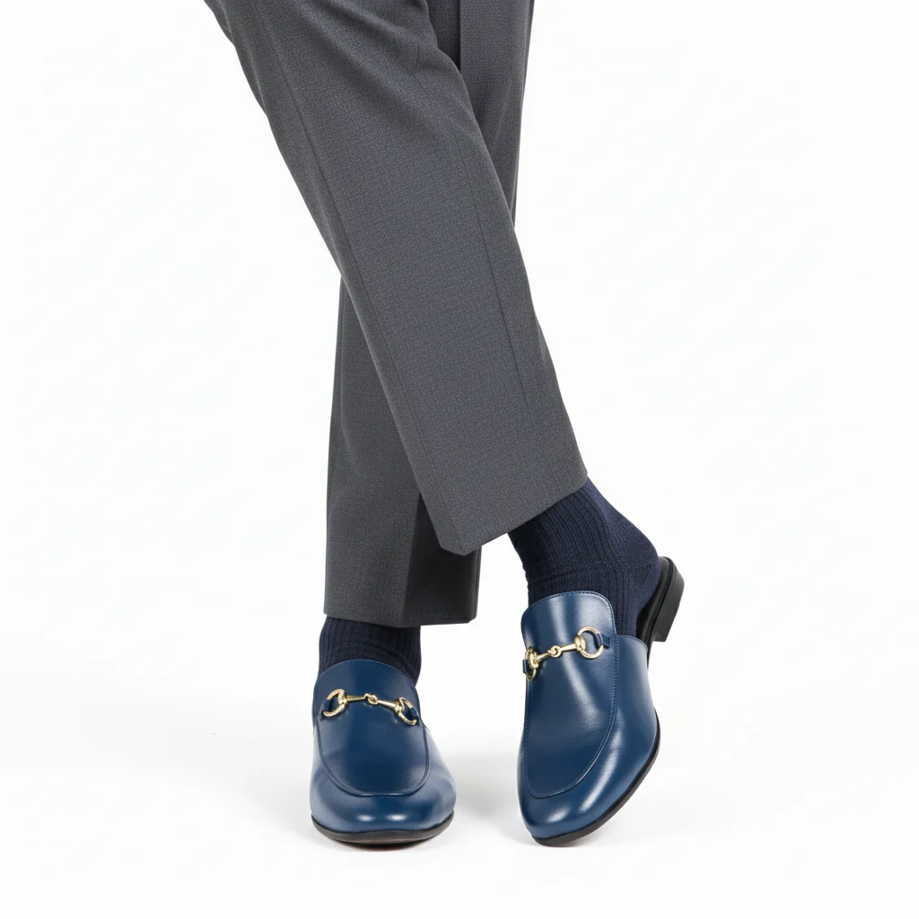 Monkstory Horsebit Classic Mules - Blue - Image 3