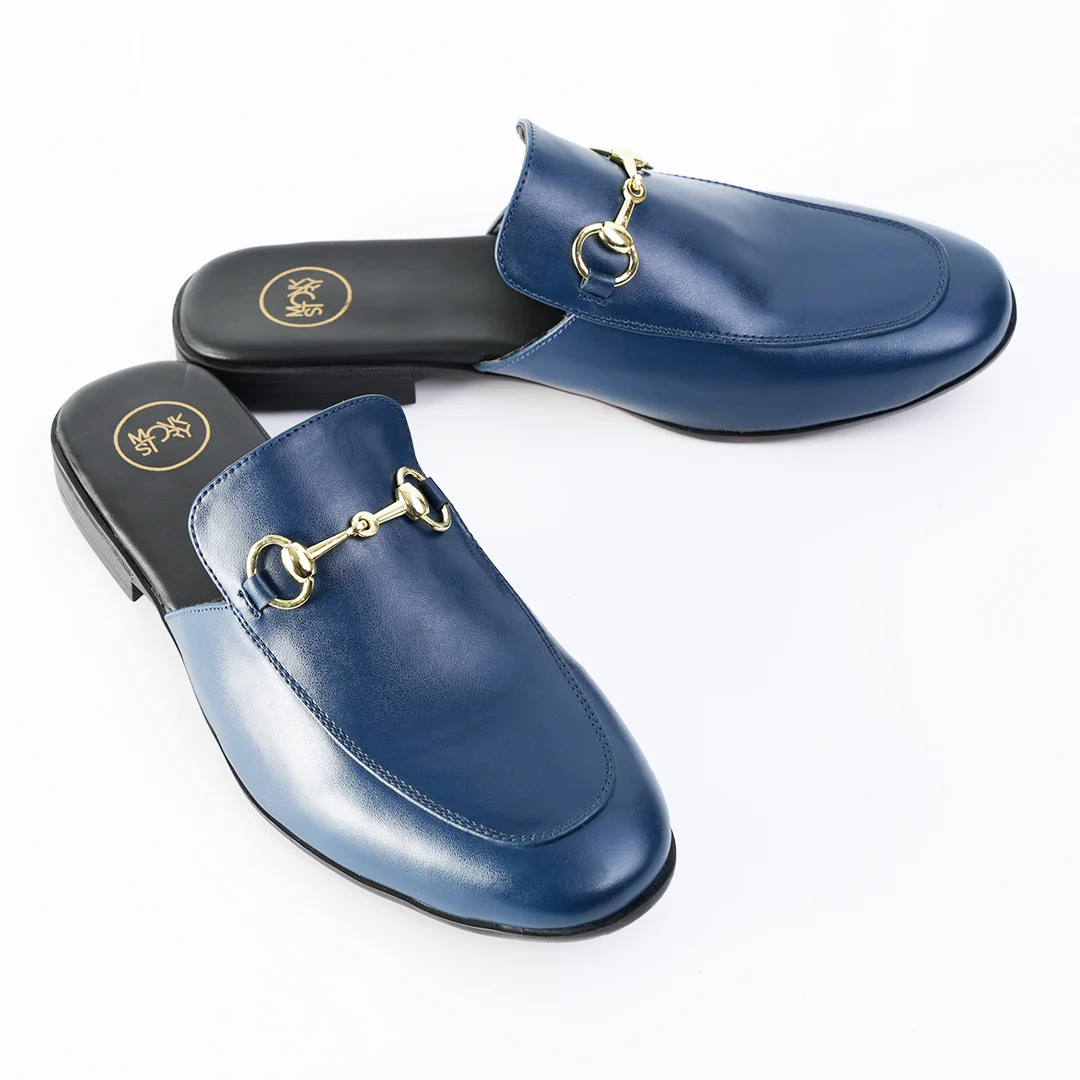 Monkstory Horsebit Classic Mules - Blue - Image 5